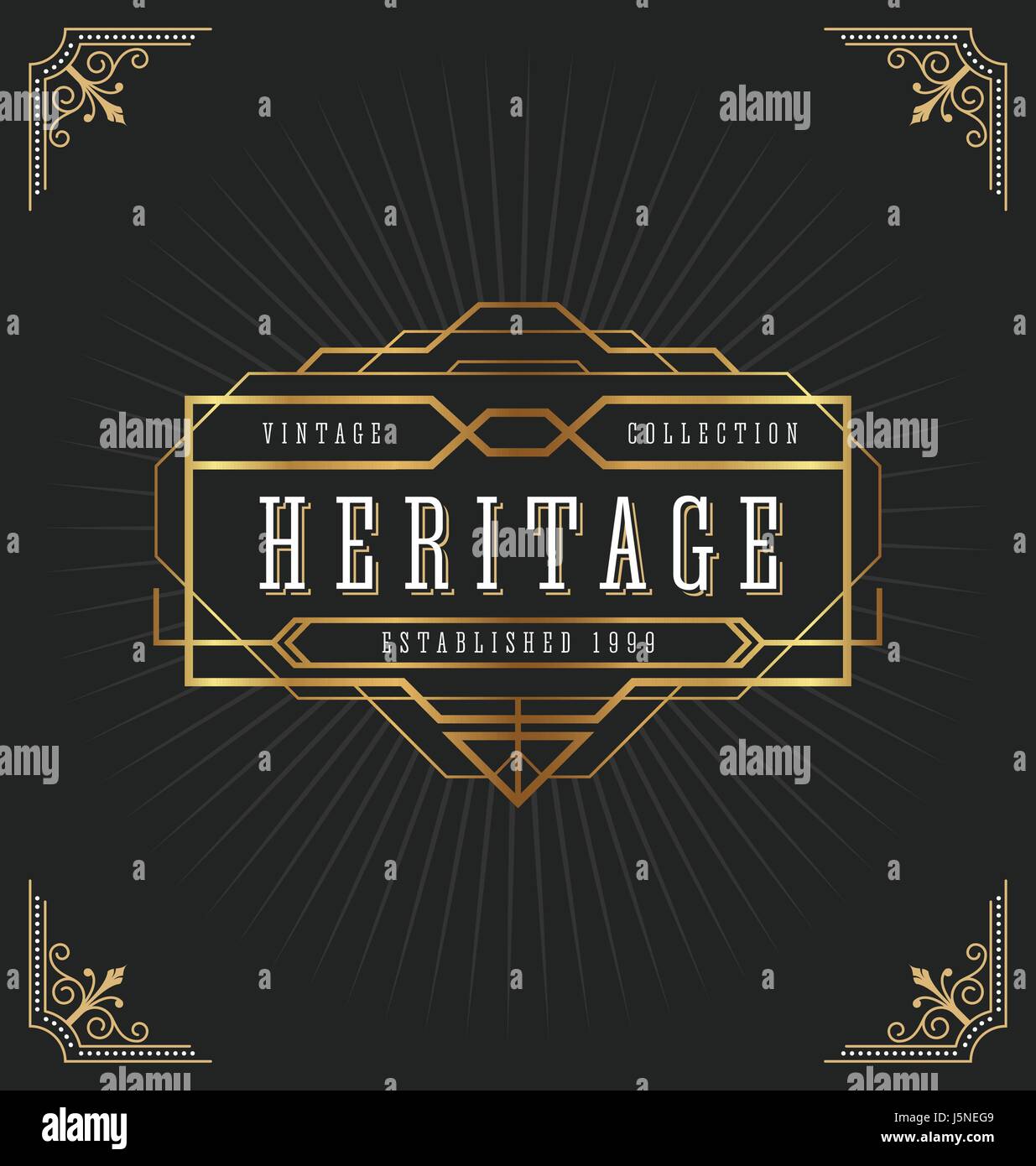 Vintage Art Deco Frame For Decorative Design Invitation Label
