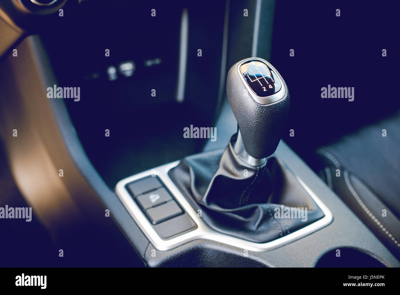 interior of modern car dashboard - car gear shift stick Stock Photo