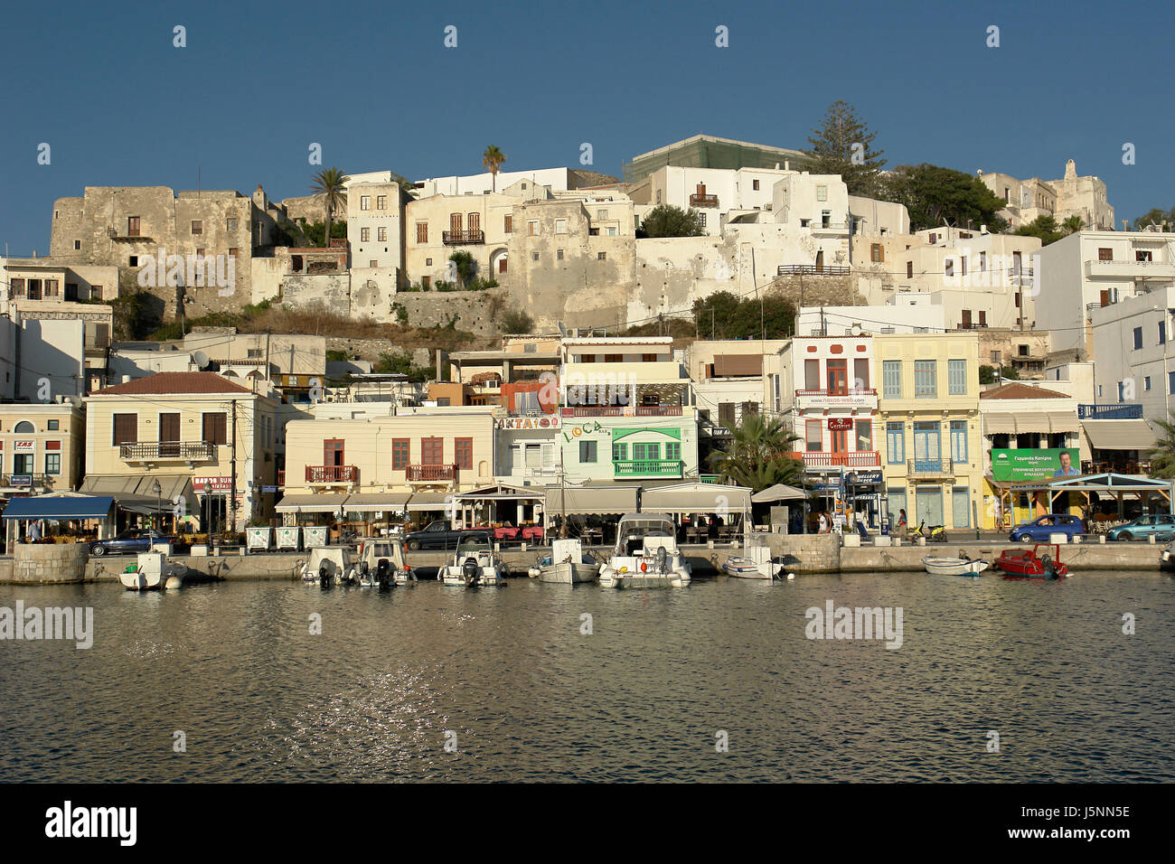 tourism greece fortress city view seaport naxos kykladen naxos-stadt chora Stock Photo