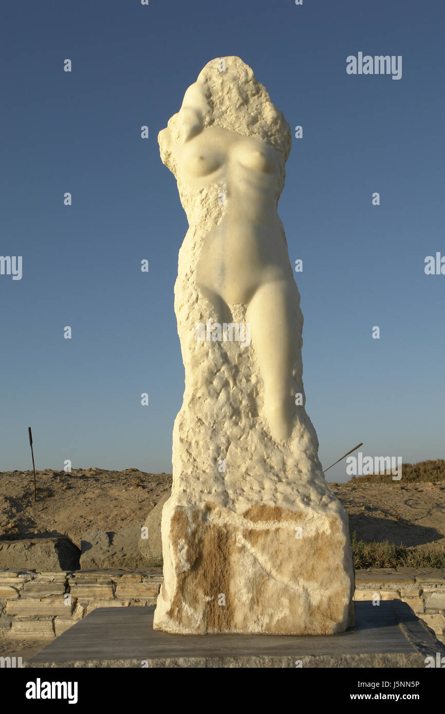 statue greece marble sculpture seaport unfinished naxos marmorstatue Stock Photo