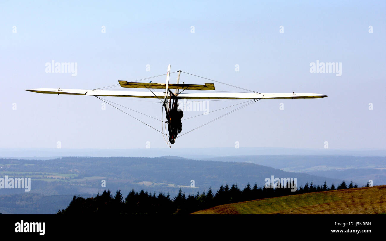 sail wing old-timer pilot aviation glider aviation sport gliding aircraft Stock Photo