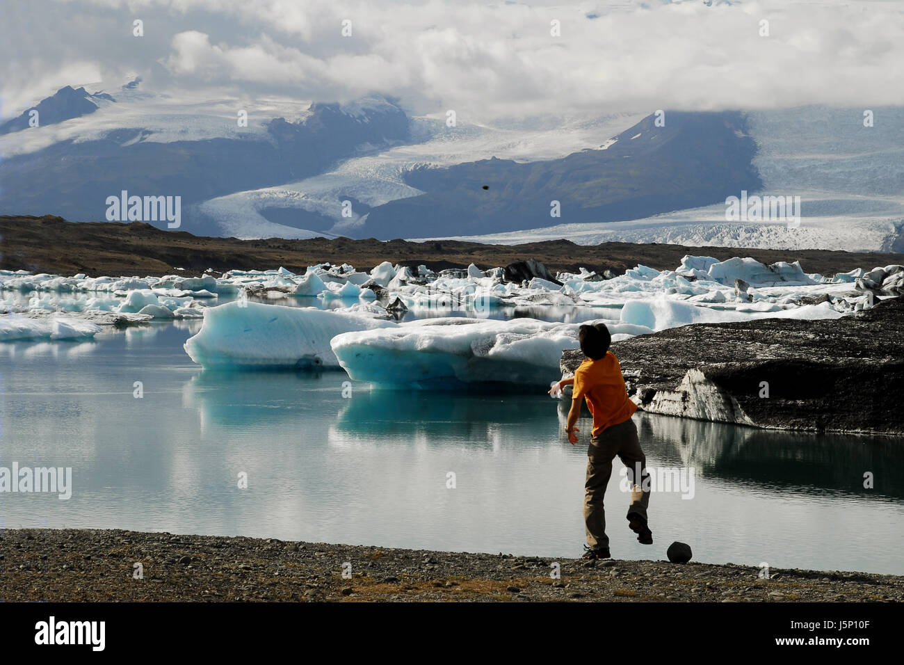 game tournament play playing plays played stone ice iceland glacier lagoon Stock Photo