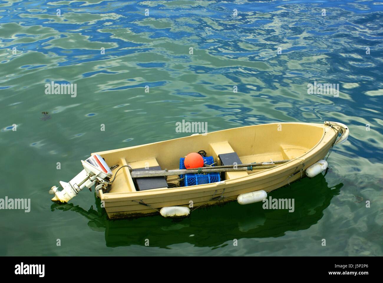 blue engine drive motor green buoy water rowing boat sailing boat