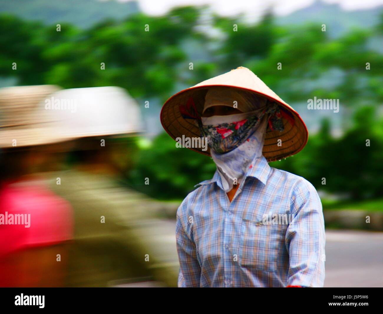 cold hat outlines traditional kerchief viet nam vietnam shirt outline veiled Stock Photo