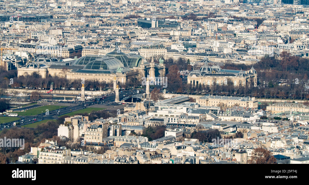 Aerial view of the Grand Palais and Petit Palais in Paris Stock Photo