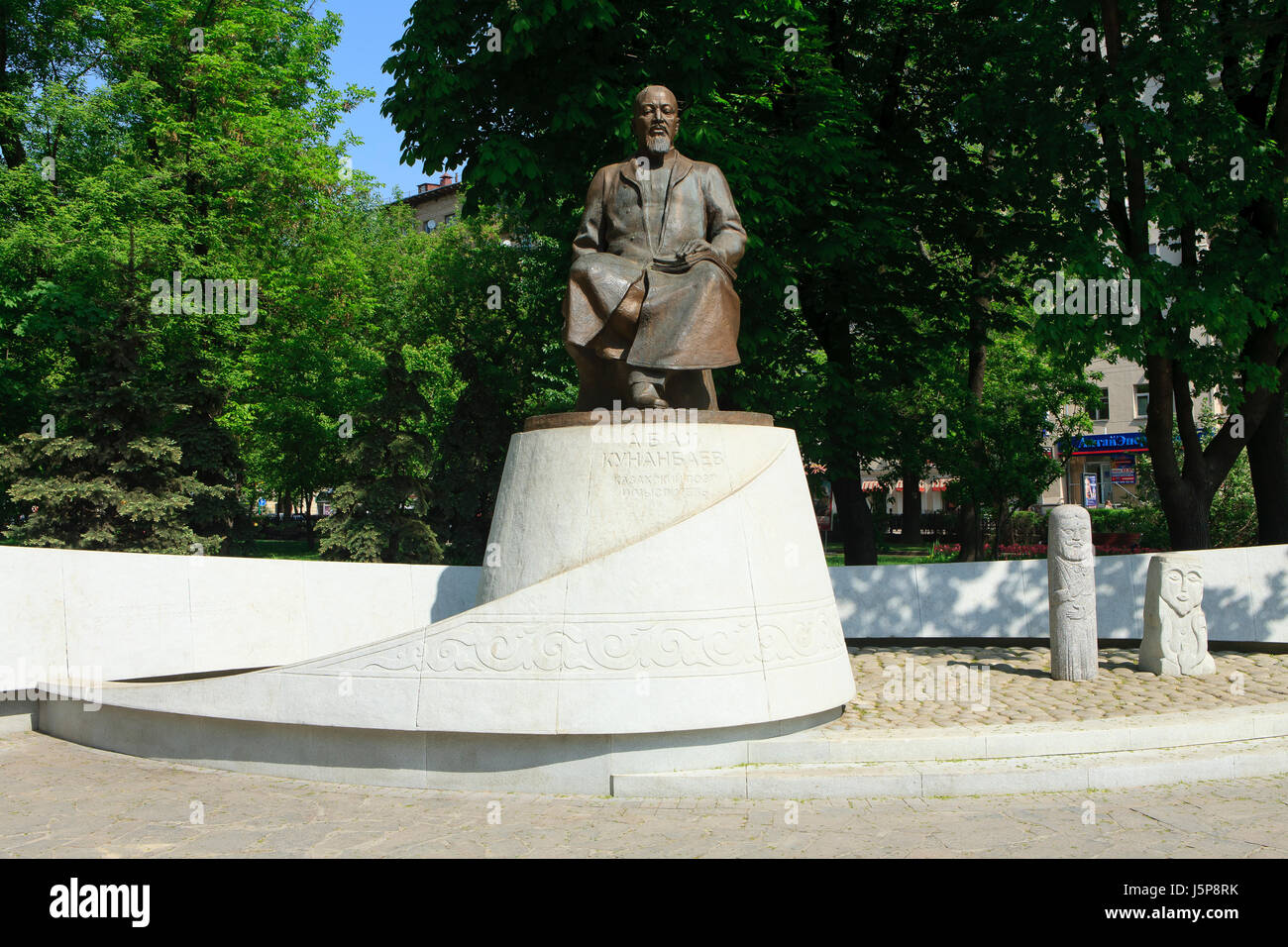 Monument to the Kazakh poet, composer and philosopher Abay Kunanbayev aka Abay Qunanbayuli (1845-1904) in Moscow, Russia Stock Photo
