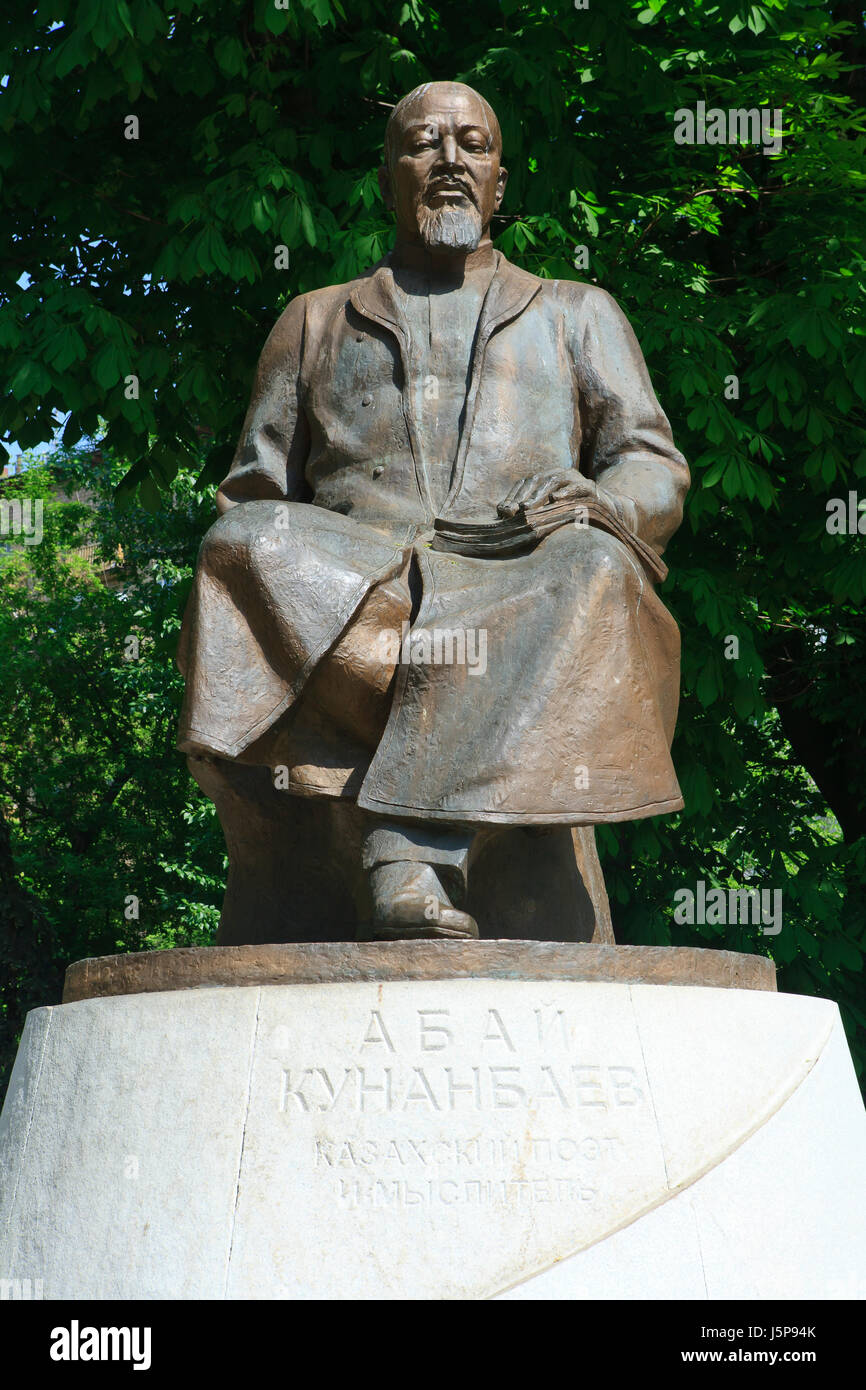 Monument to the Kazakh poet, composer and philosopher Abay Kunanbayev aka Abay Qunanbayuli (1845-1904) in Moscow, Russia Stock Photo