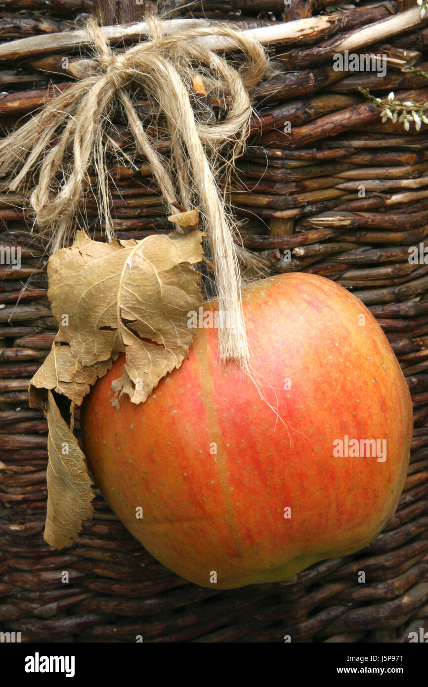 symbolic wood advent basket fruit apples apple party celebration decoration Stock Photo