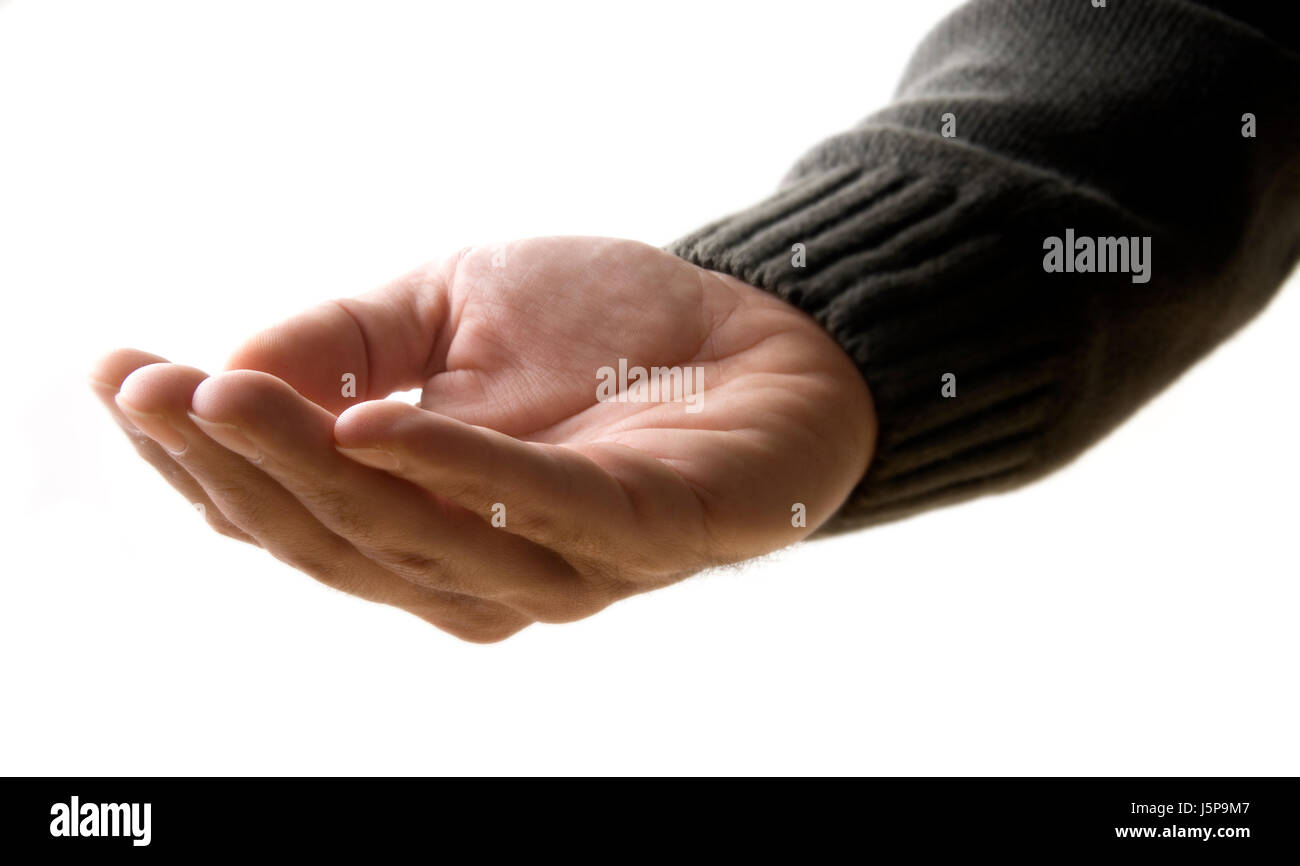 Hand Reach Finger Person Blank European Caucasian Studio Stretch Beg Hold Grasp Stock Photo Alamy