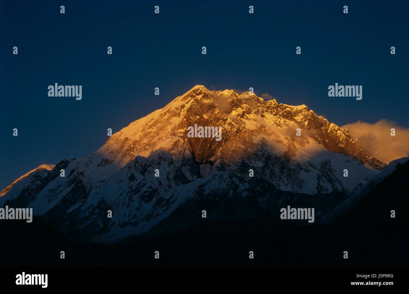 sunset,evening tendency,glow,mountain,himalayas,nuptse,khumbu,everestregion Stock Photo