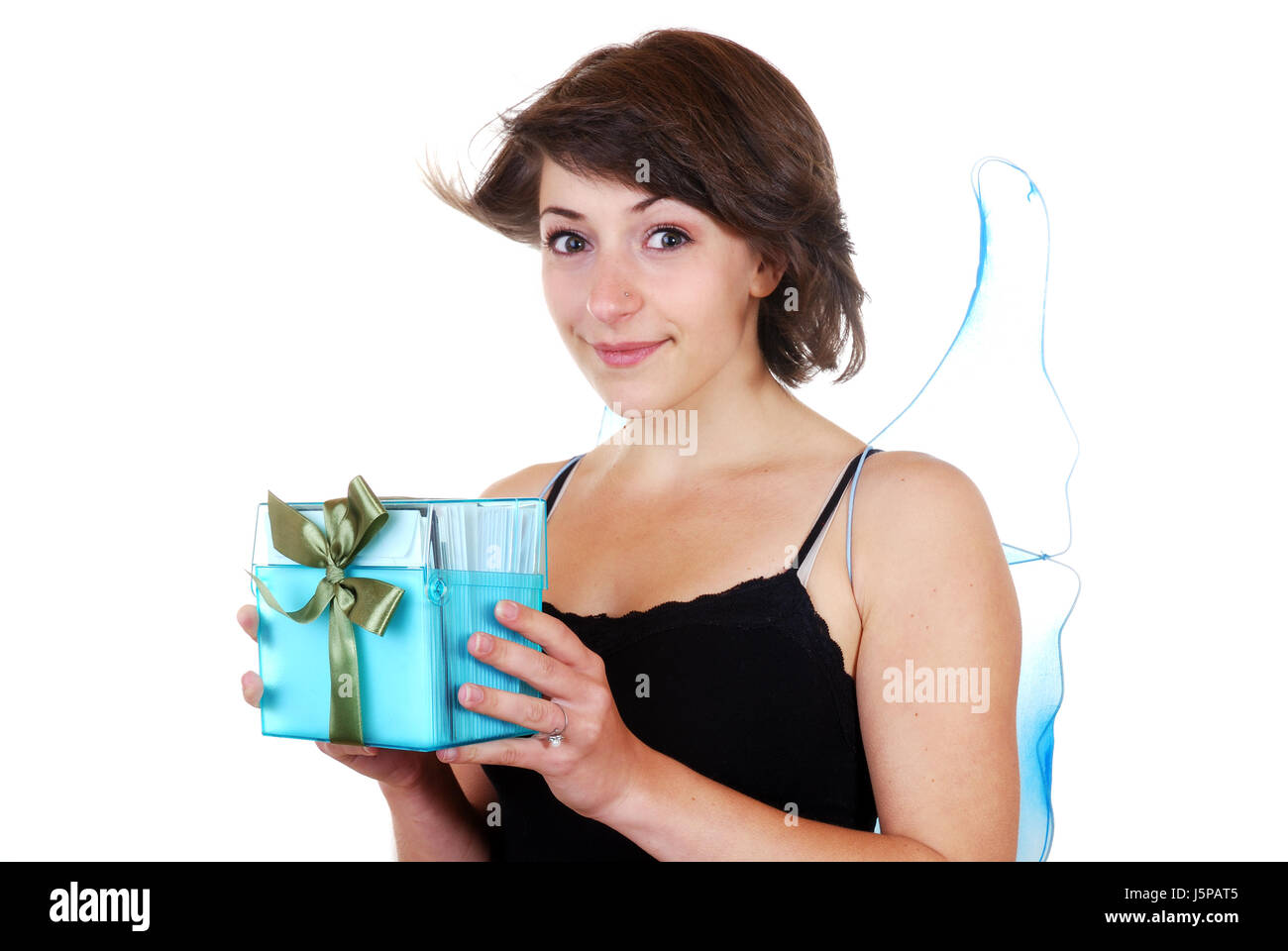 woman blue humans human beings people folk persons human human being laugh Stock Photo