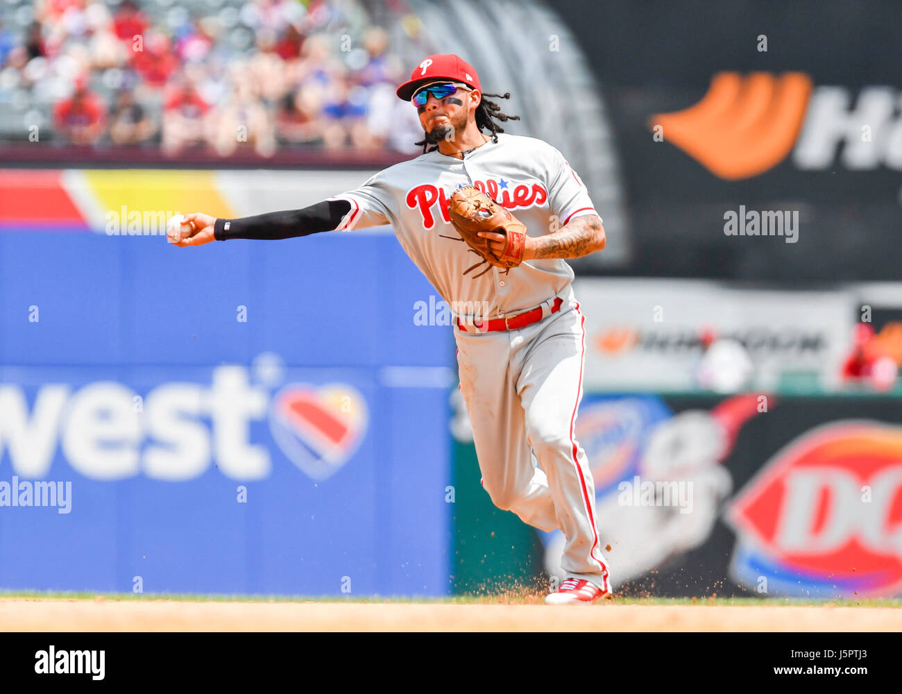 Arlington, Texas, USA. May 18, 2017: Philadelphia short stop Freddy ...