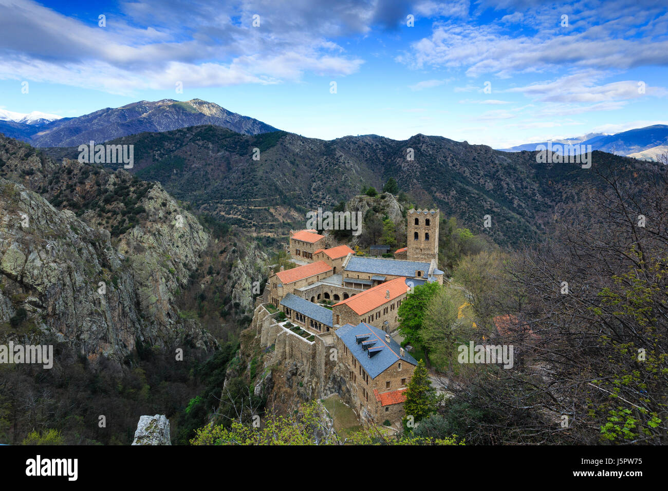 France, Pyrenees Orientales, Casteil, Saint Martin du Canigou abbey Stock Photo