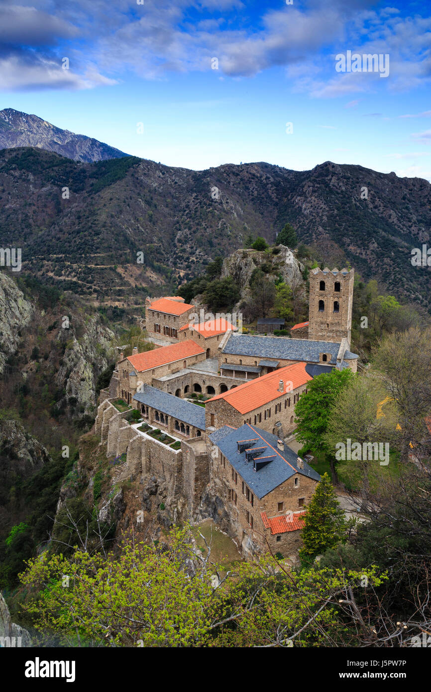 France, Pyrenees Orientales, Casteil, Saint Martin du Canigou abbey Stock Photo