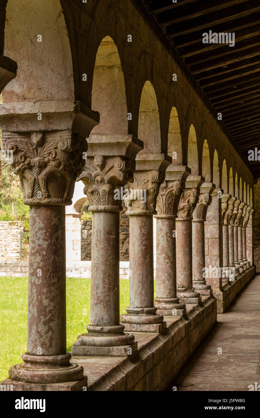 France, Pyrenees Orientales, Codalet, Saint Michel de Cuxa abbey, the cloister Stock Photo