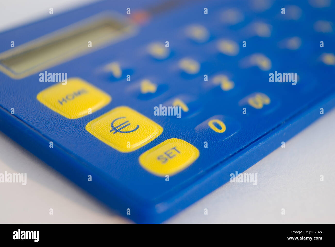 blue calculator euro currency pocket calculator conversion valuta yellow  Stock Photo - Alamy