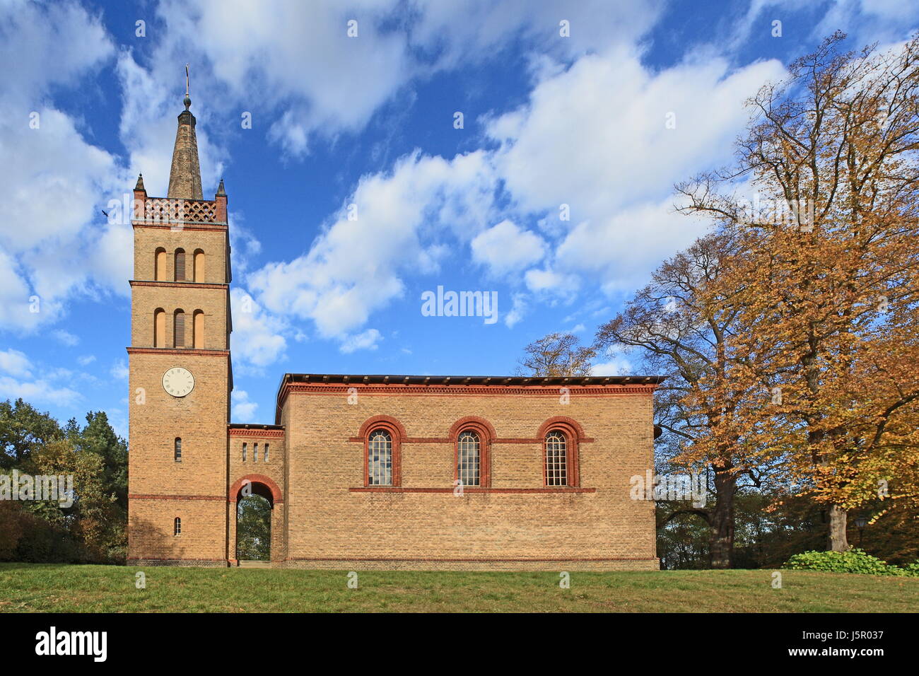historical church brandenburg worth seeing outing nave steeple building Stock Photo