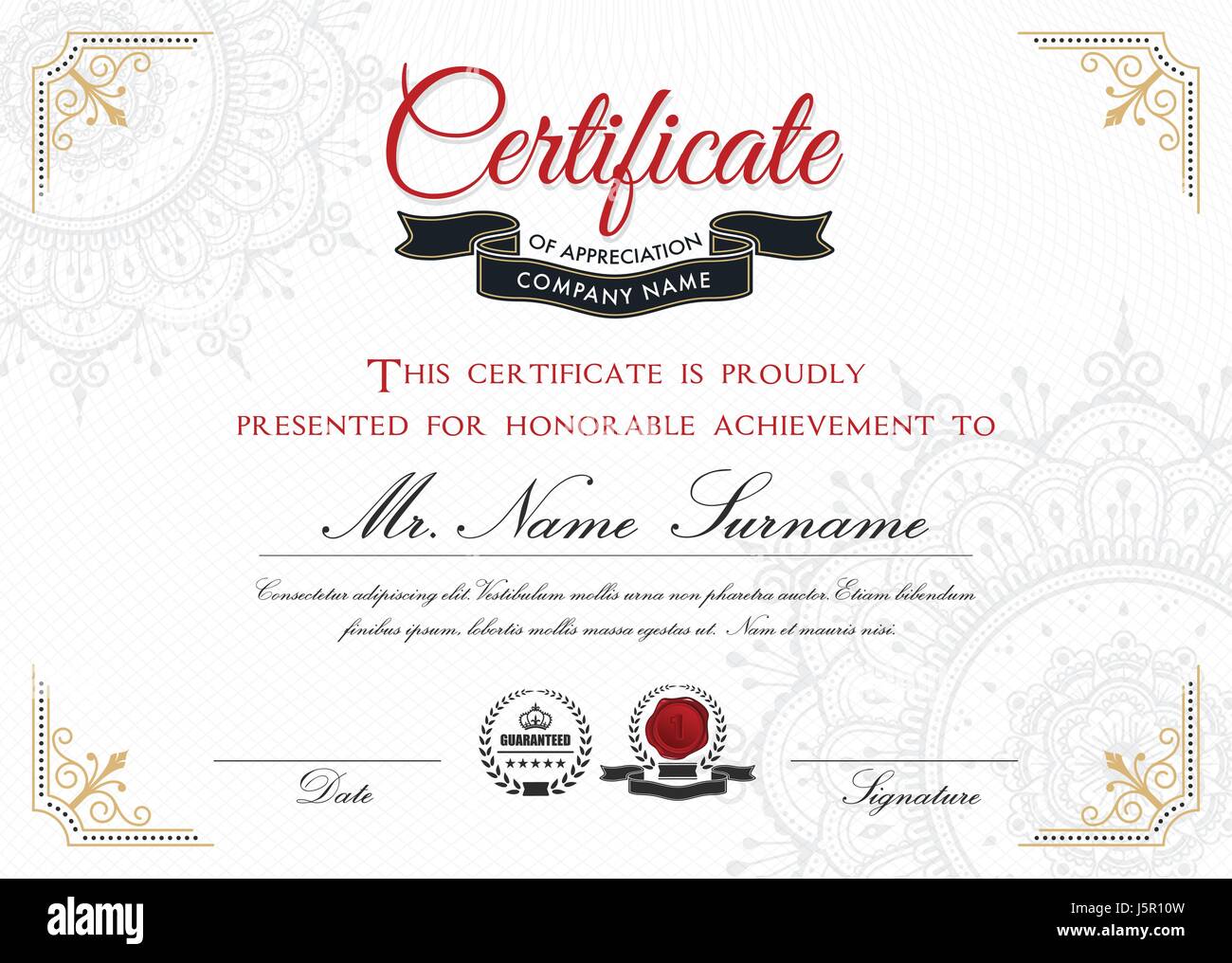 certificate template design with emblem flourish border on white certificate template designs