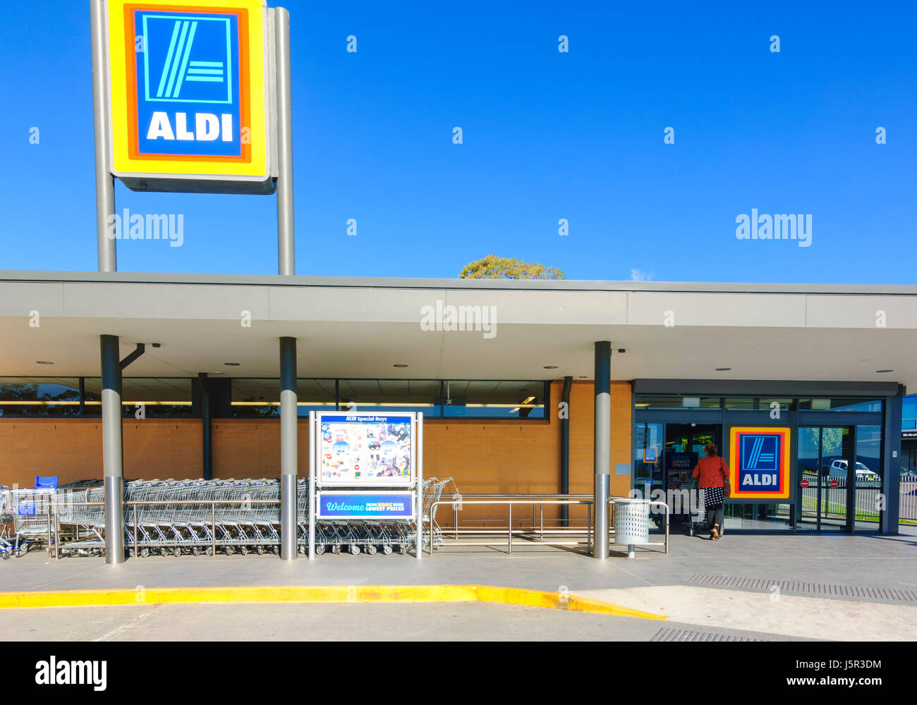 Front of an Aldi Food Store, New South Wales, NSW, Australia Stock
