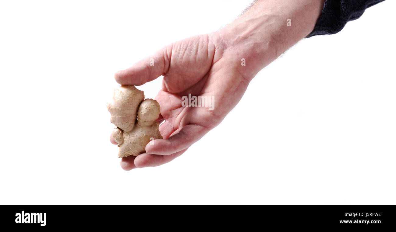 hand,spice,asiatic,hold,ginger,outstretched,arm,fresh,scharf Stock Photo