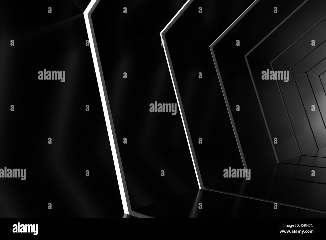 Abstract black glossy interior with light lines. 3d rendering Stock ...