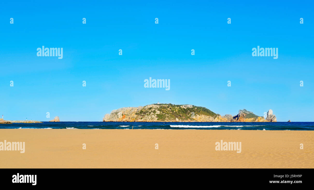 a view of the Medes Islands, in the Mediterranean sea, seen from Estartit, Costa Brava, Spain Stock Photo