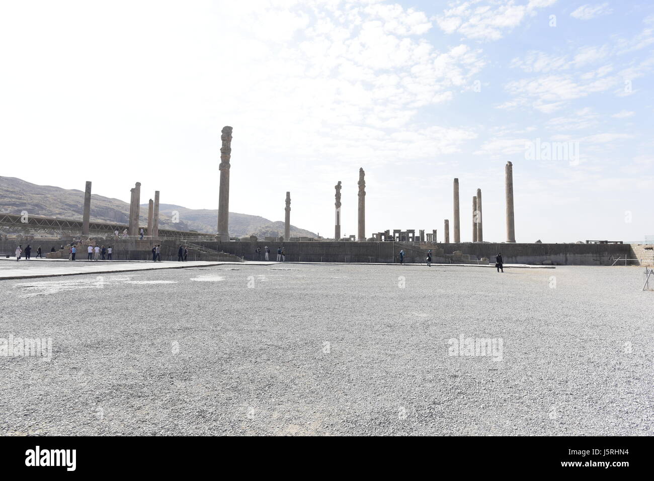 Ruins at Persepolis historical city in Shiraz, The construction of this impressive palace started by Darius I, one of Cyrus's successors, in 518 BC. Stock Photo