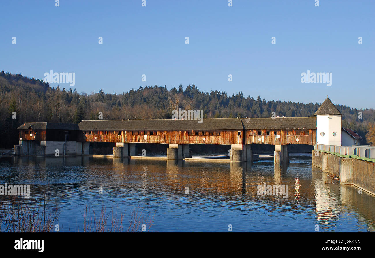 bavaria barrage weir river water isar isarwehr isarstauwehr isarstaustufe Stock Photo