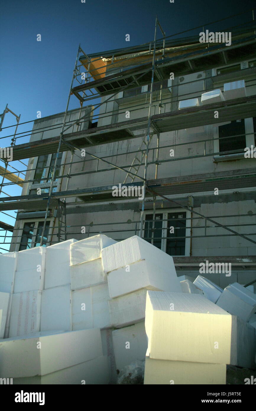 house home dwelling house residential building building scaffold scaffolding Stock Photo