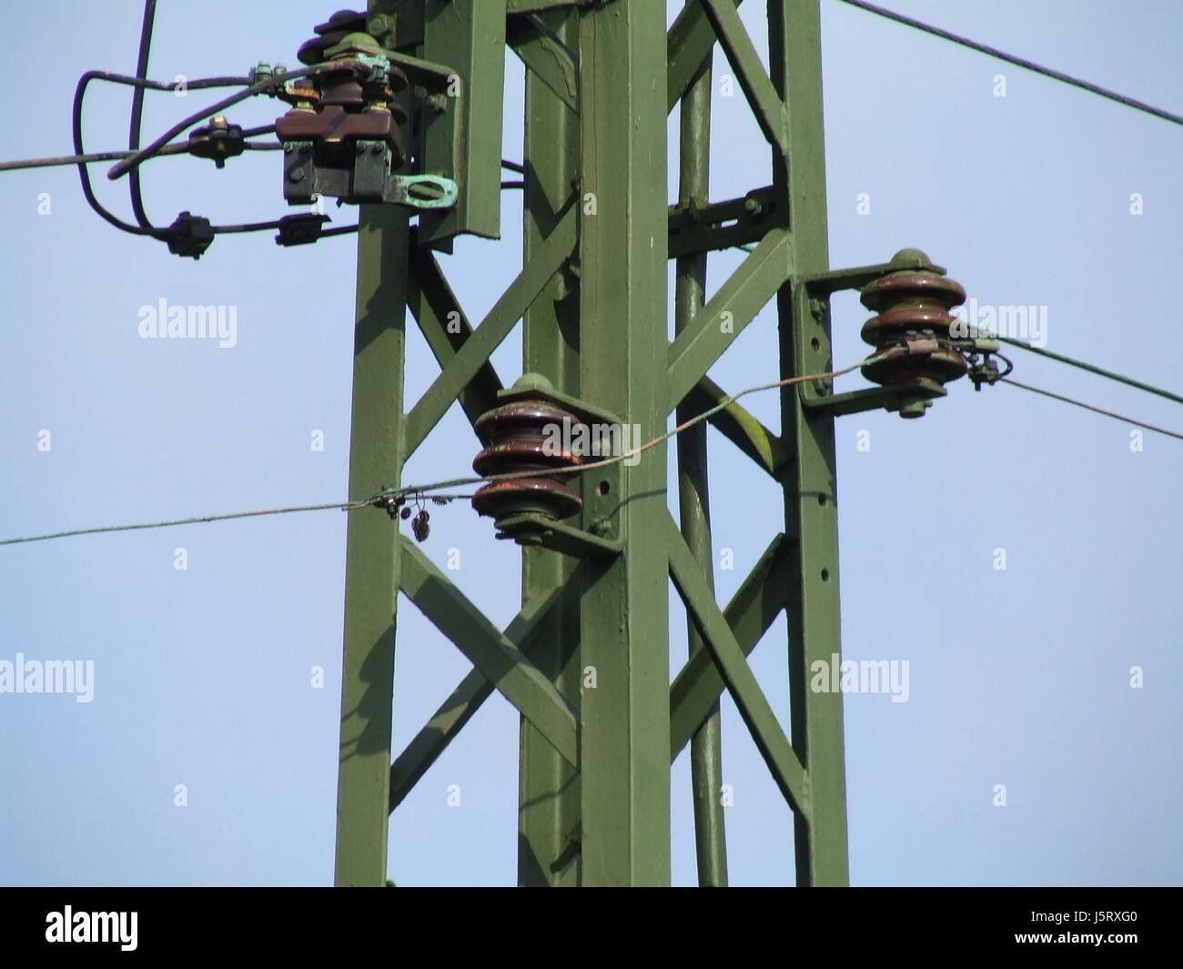 power station energy power electricity electric power metal mast current mast Stock Photo