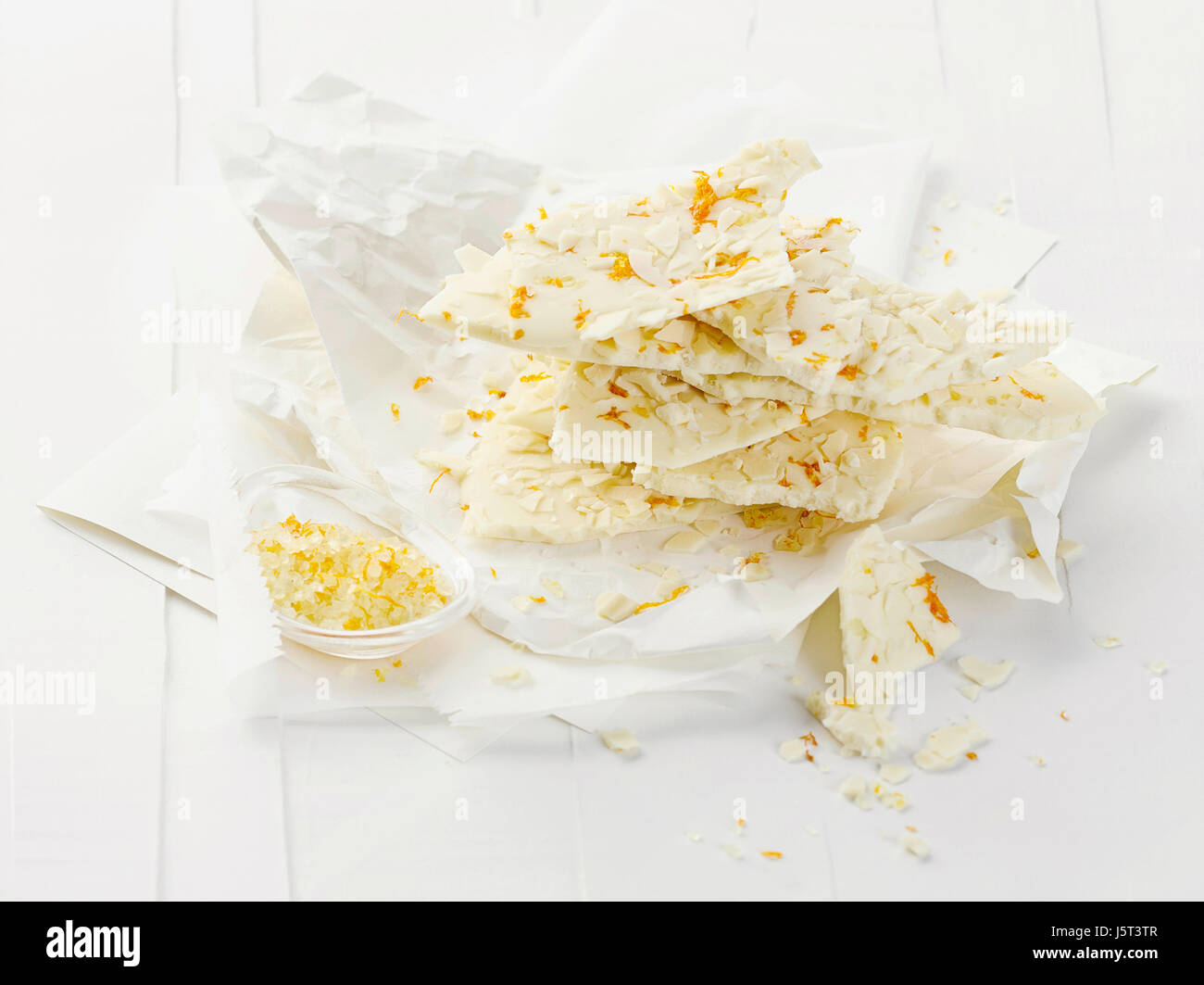 White chocolate with orange salt Stock Photo Alamy