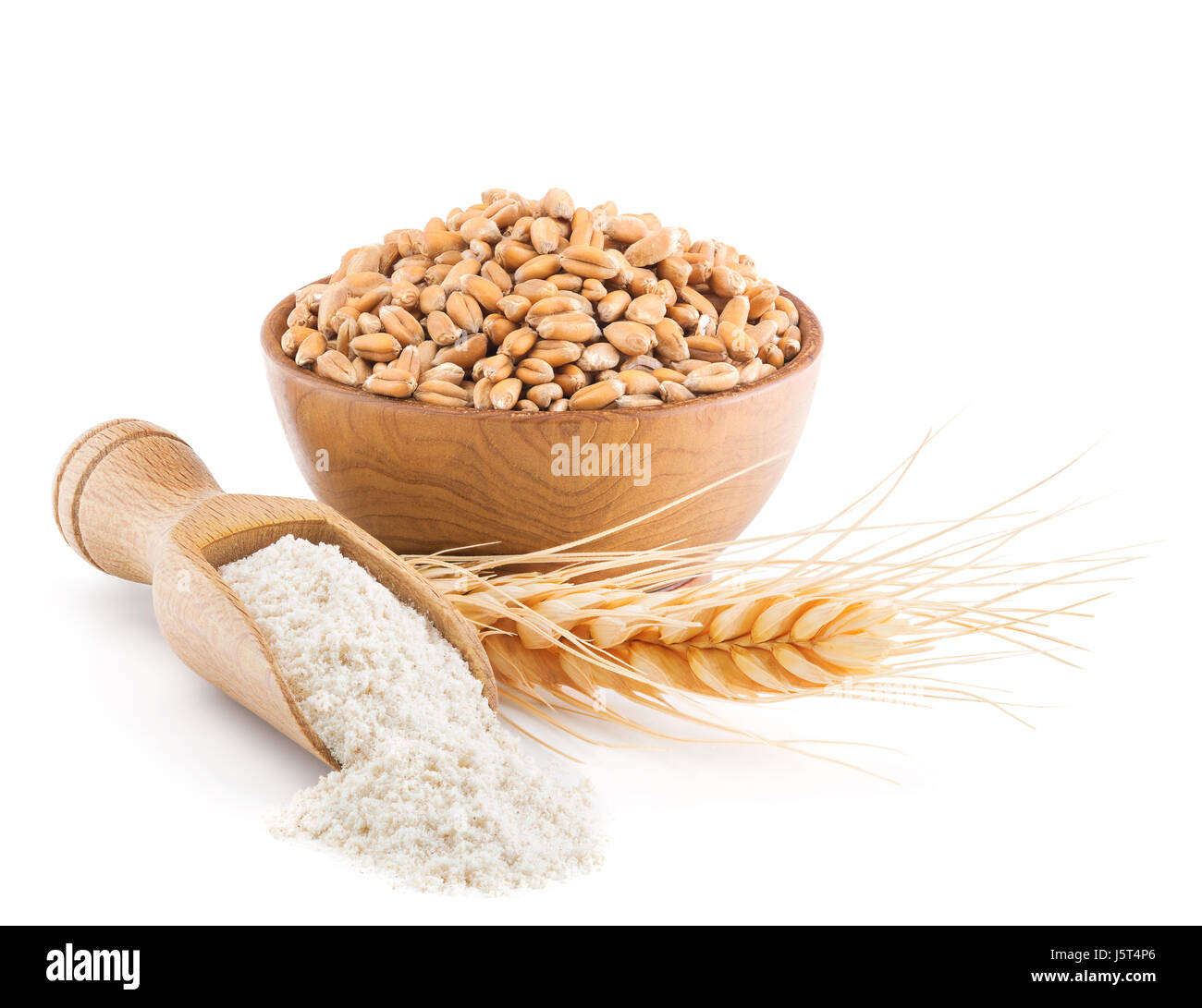 Whole grain wheat flour isolated on white Stock Photo