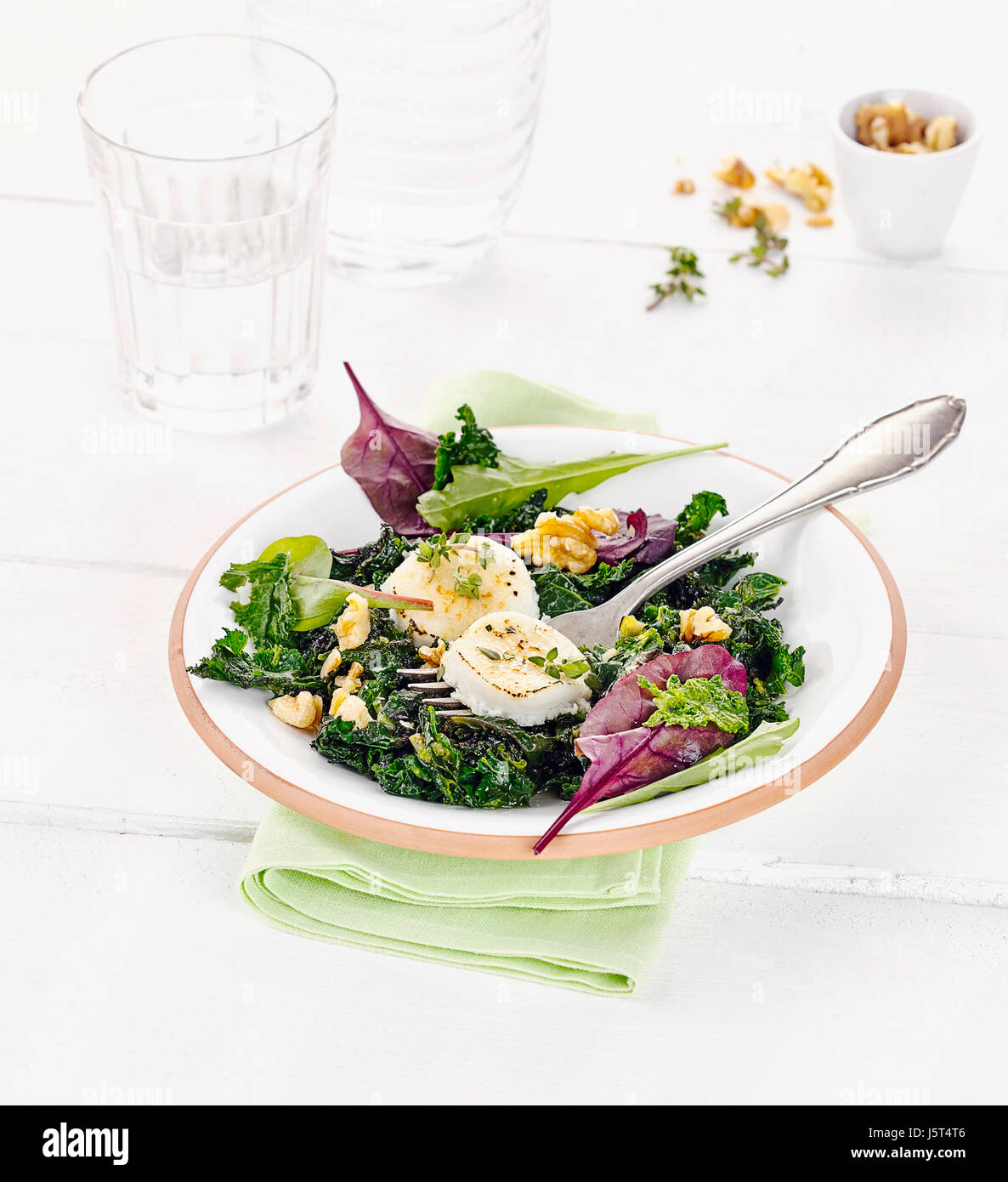 Kale salad with gratinated goat cheese Stock Photo