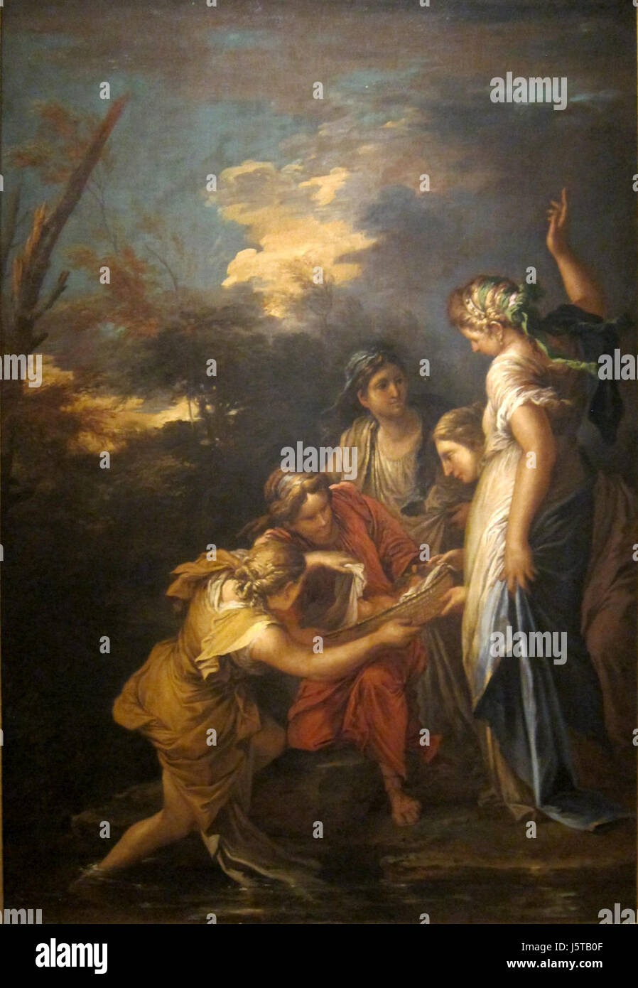 'The Finding of Moses' is a painting by Salvator Rosa from the 1650s, depicting the biblical story of Moses being discovered. The artwork is held at the Cincinnati Art Museum. Stock Photo