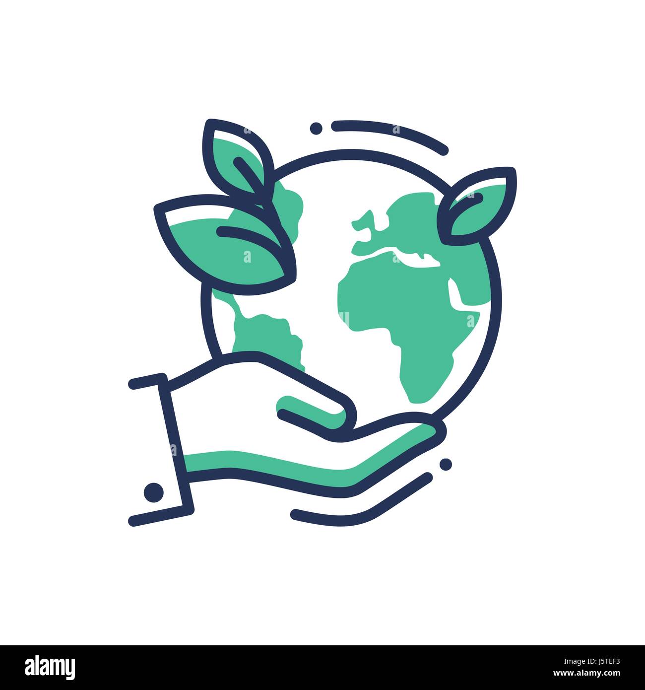 Green Earth - modern vector single line icon Stock Vector Image & Art ...