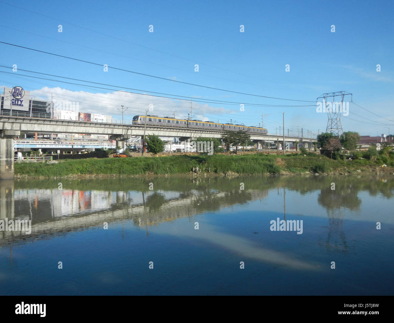 0344 Barangay Industrial Valley Complex LRT Line 4 Marcos Bridge Marikina River Stock Photo