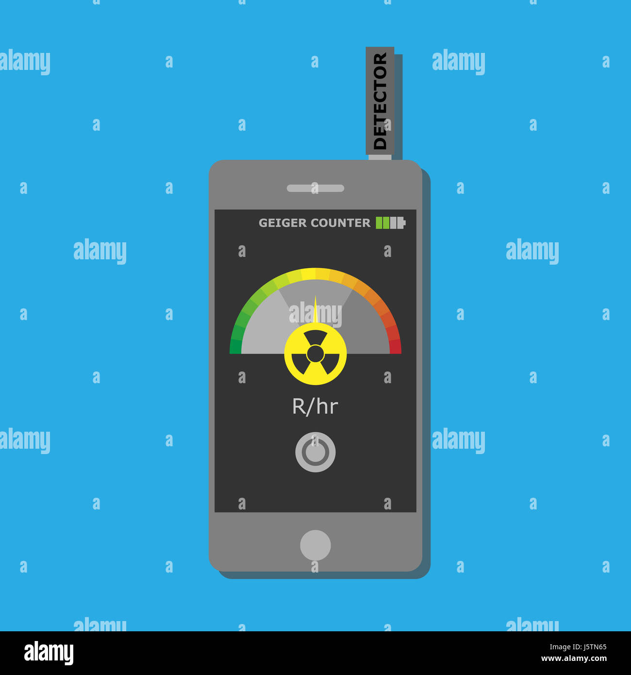 Manual radiometer verification of radiation contamination. Flat vector