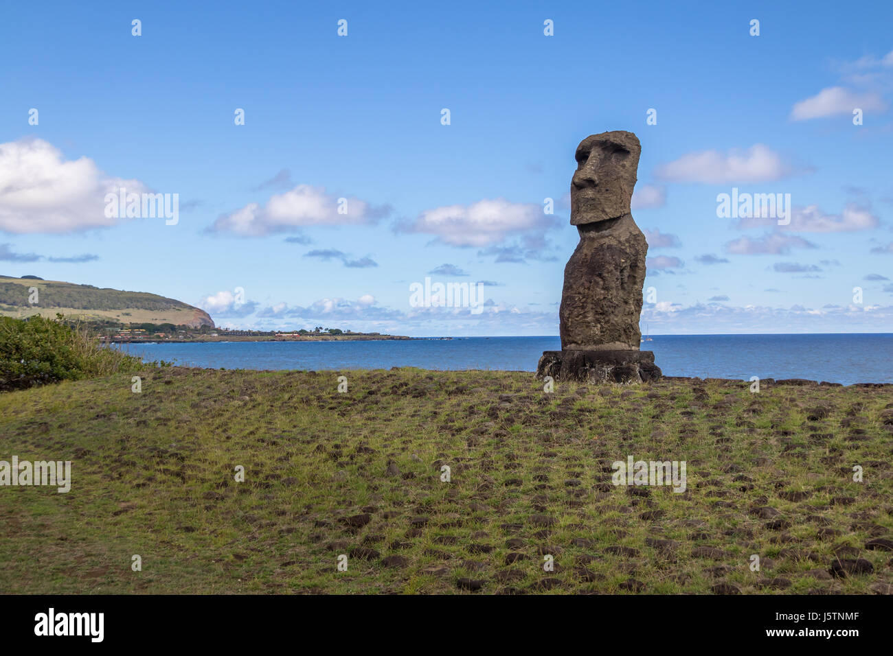 Moai Statue of Ahu Akapu - Easter Island, Chile Stock Photo