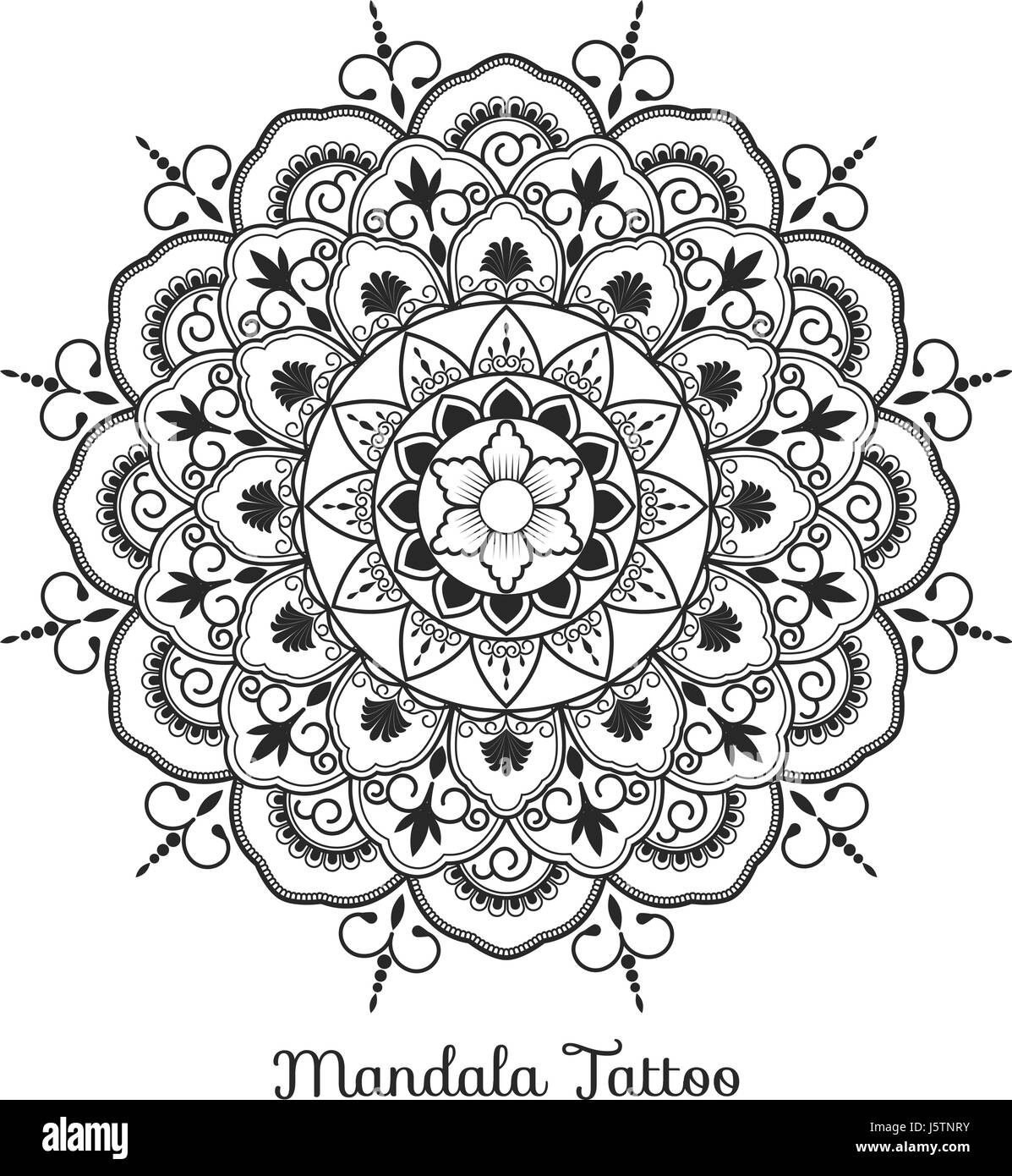 Tibetan Mandala Decorative Ornament Design For Adult Coloring Page Greeting Card Invitation Tattoo Yoga And Spa Symbol Vector Illustration Stock Vector Image Art Alamy