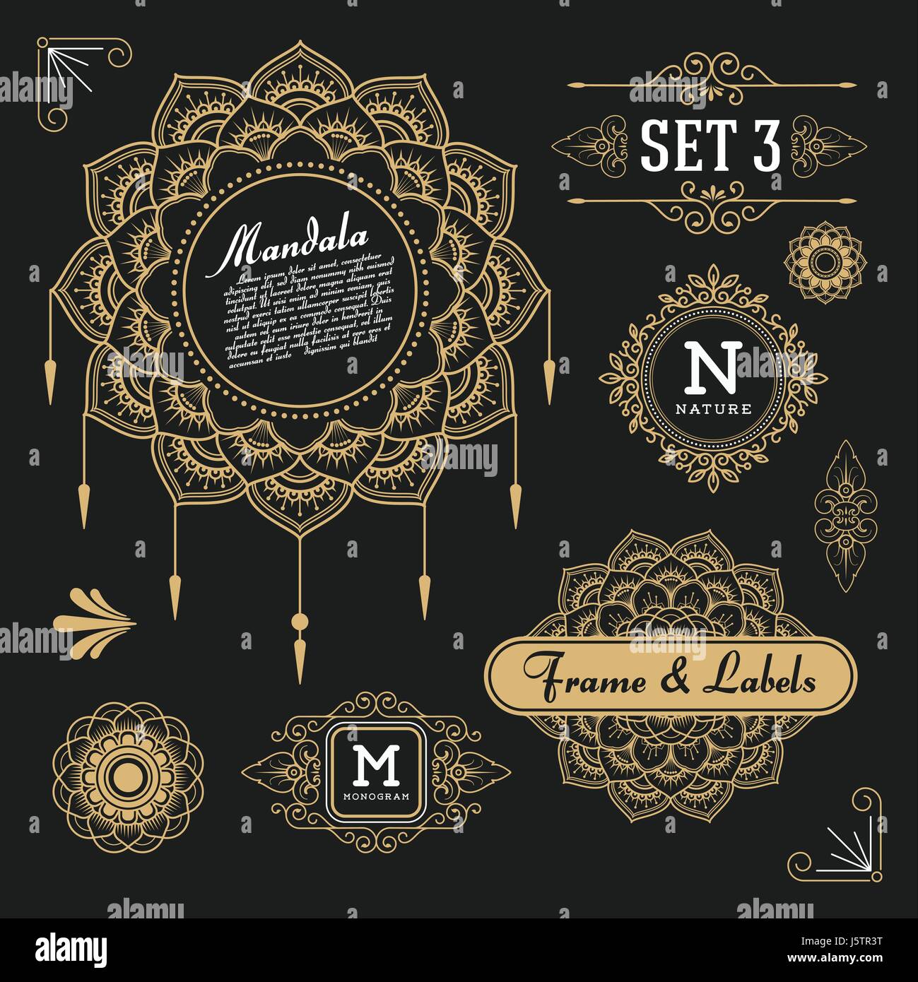 Set Of Retro Vintage Graphic Design Elements For Frame Labels Logo