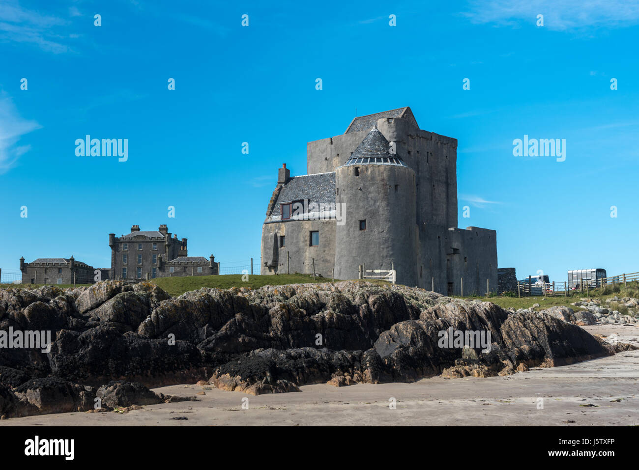 The 15th Century Breachacha Castle on the Inner Hebridean Isle of Coll Stock Photo