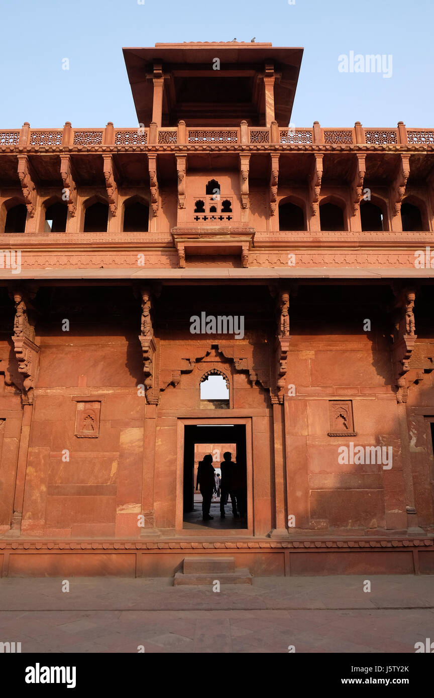 Unique architectural details of Red Fort, Agra, UNESCO World heritage site, India on February, 14, 2016. Stock Photo