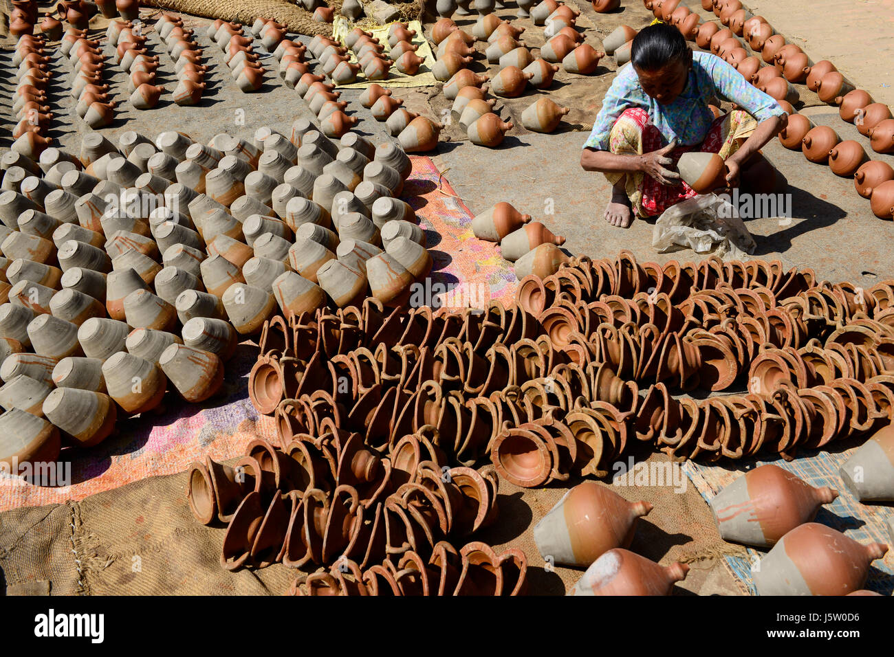 NEPAL Bhaktapur, old town, pottery clay cups laying for