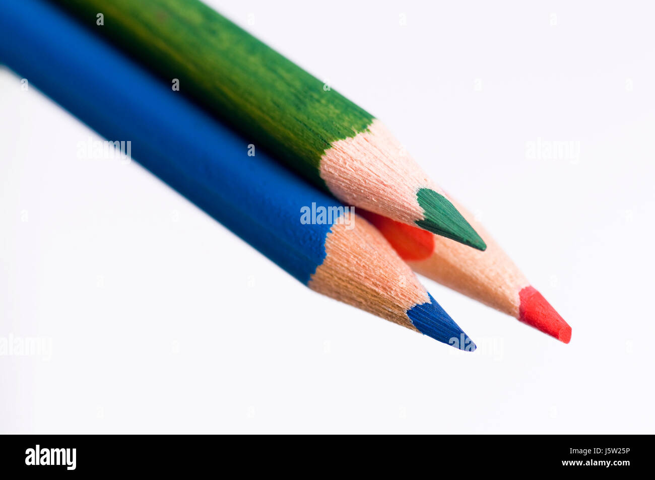 colour coloured colored pencils pens blue colour green wood coloured colourful Stock Photo
