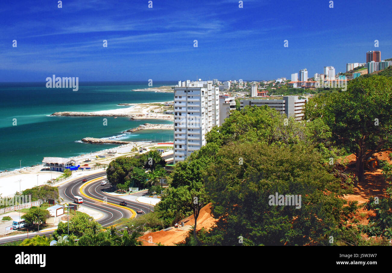 beach seaside the beach seashore skycraper tenements south america venezuela Stock Photo