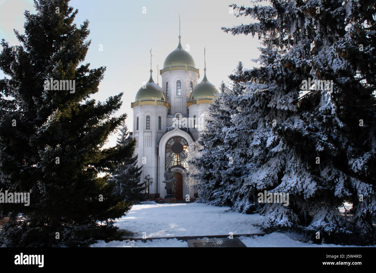 church russia russian volga forest historical religion church tree trees winter Stock Photo