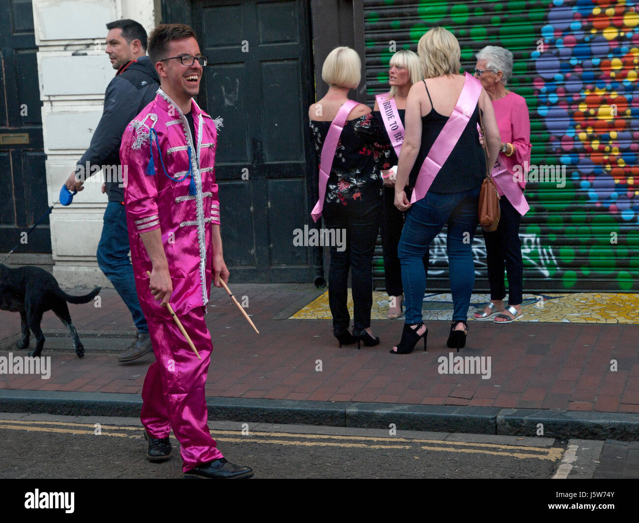 On a stag do in Brighton a man wears a Sergeant Pepper themed outfit