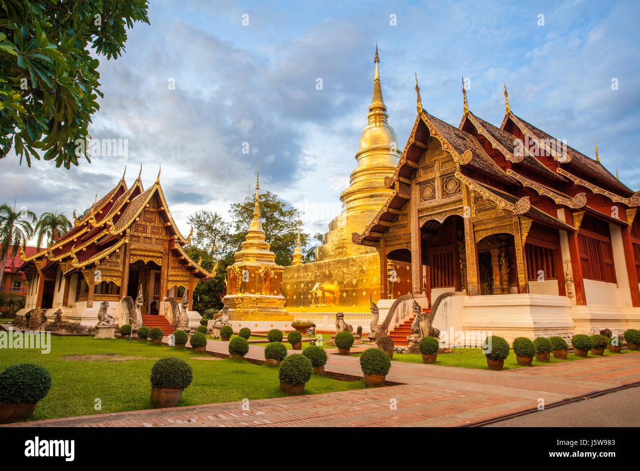 Wat Phra Singh Woramahaviharn. Buddhist temple in Chiang Mai, Thailand. Stock Photo