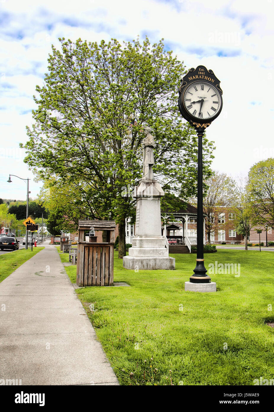 Marathon, New York, USA. May 12, 2017. clock in the town