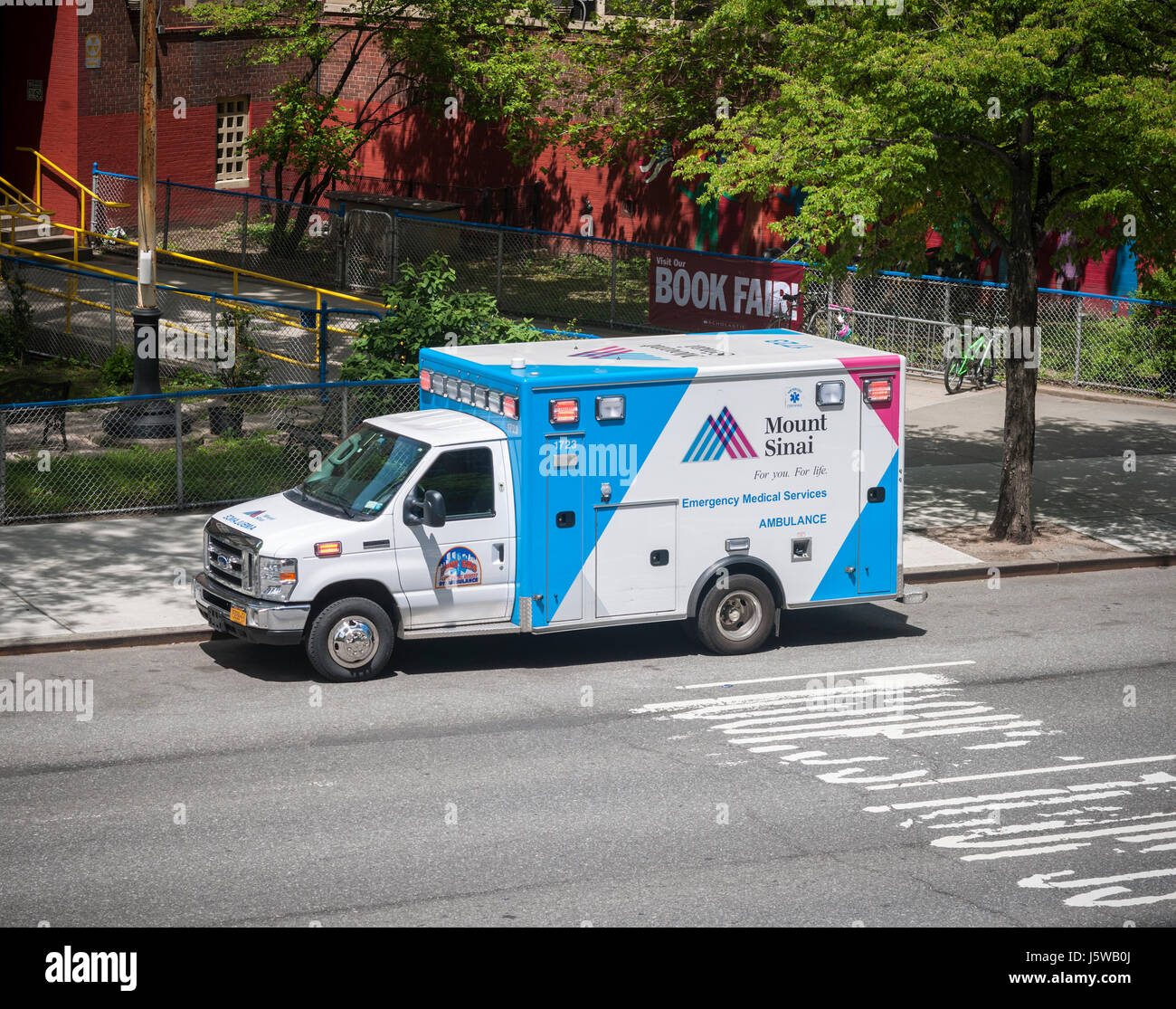 A Mt. Sinai ambulance, part of the New York City 911 system, parked in the Chelsea neighborhood of New York on Friday, May 12, 2017. (© Richard B. Levine) Stock Photo